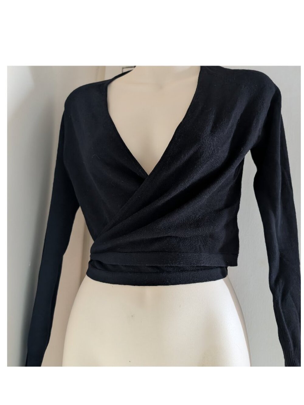 Club Monaco Ballerina Wrap Sweater — Black (Acrylic/Rayon)